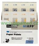 Sterilní papírové čepy DiaDent - milimetrově značené s oblou špičkou - ve velikostech/šířce 08 až 140 a sortimentech 15 až 140